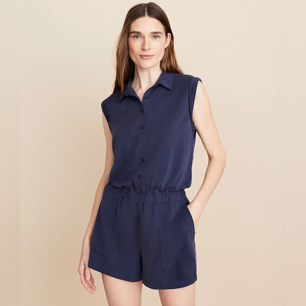Lou & Grey Indigo Collared jumpsuit.